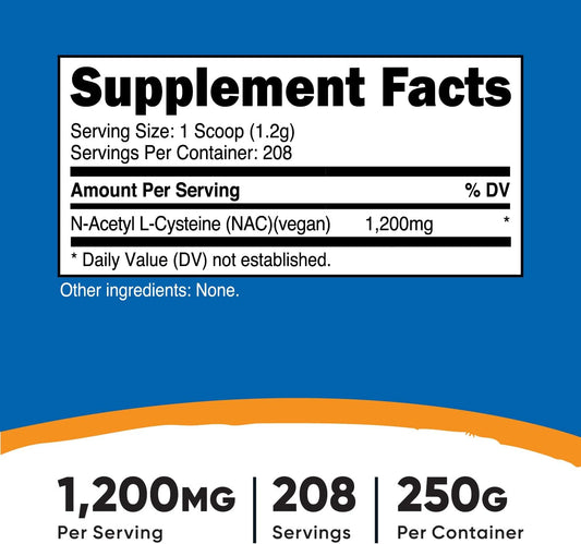 Nutricost N-Acetyl L-Cysteine (Nac) Powder 250 Grams - Vegan Nac, Non-Gmo, Gluten Free
