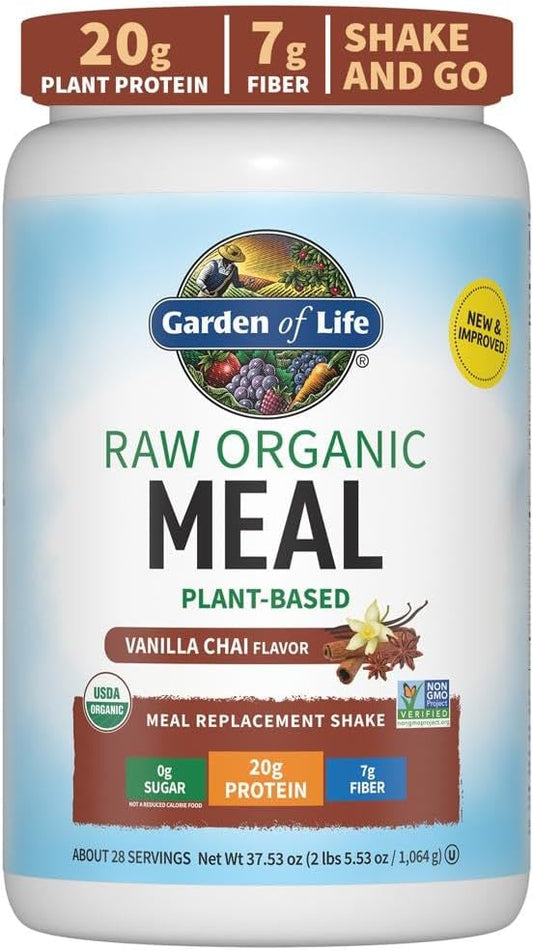 Garden Of Life Vegan Protein Powder - Raw Organic Meal Replacement Shakes - Vanilla Chai - Pea Protein, Greens And Probi
