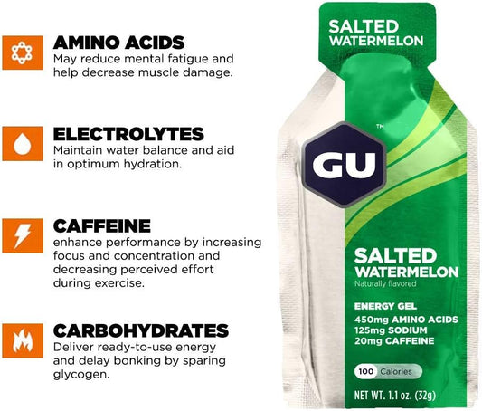 Gu Energy Original Sports Nutrition Energy Gel, 24-Count, Salted Water1.8 Pounds
