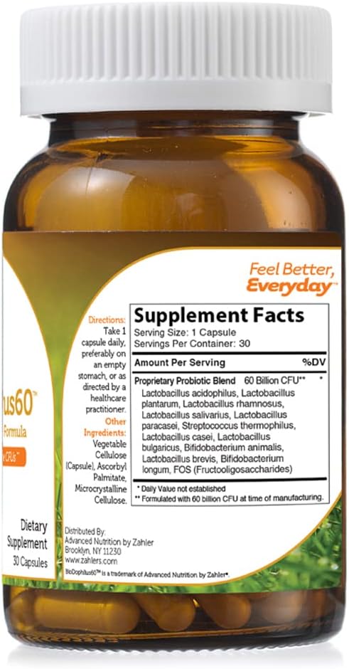 Zahler Biodophilus, 60 Billion Live Cultures Per Serving, Supports Dig0.01 Ounces