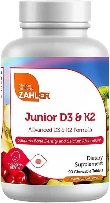 Zahler - Junior Vitamin D3 + K2 Chewable Tablets For Kids| Vitamin D F