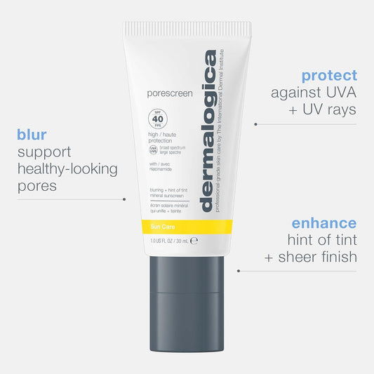 Dermalogica Porescreen Mineral Face Sunscreen SPF 40, Sun Protector and Pore Supporting Primer with Zinc Oxide, Multitasking Premakeup Sunblock - 1