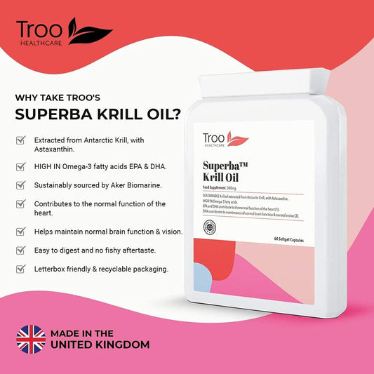 Troo Health Care Superba Krill Oil Extract 500 mg - 60 Soft Gel Easy S0.5 Grams