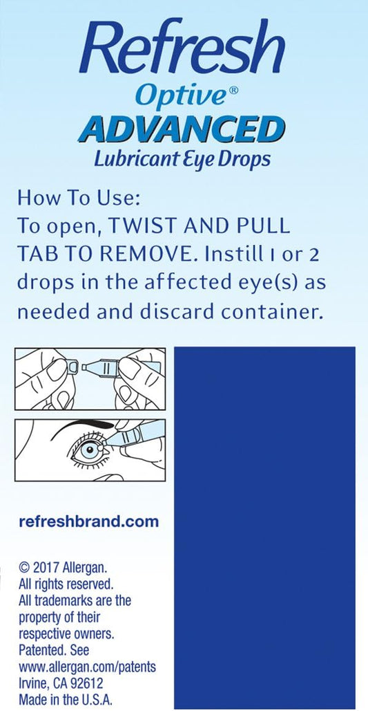 Refresh Optive Advanced Lubricant Eye Drops, Preservative-Free, Single