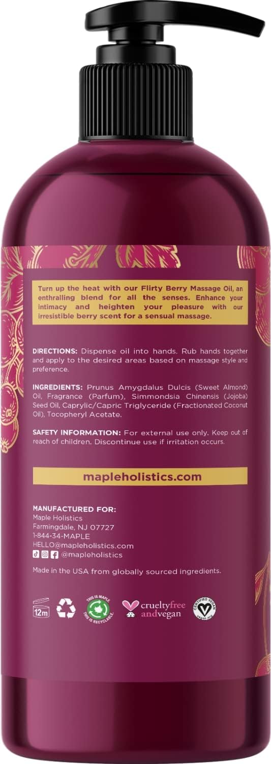 Berry Sensual Massage Oil For Couples - Fun And Fruity Full Body Massa