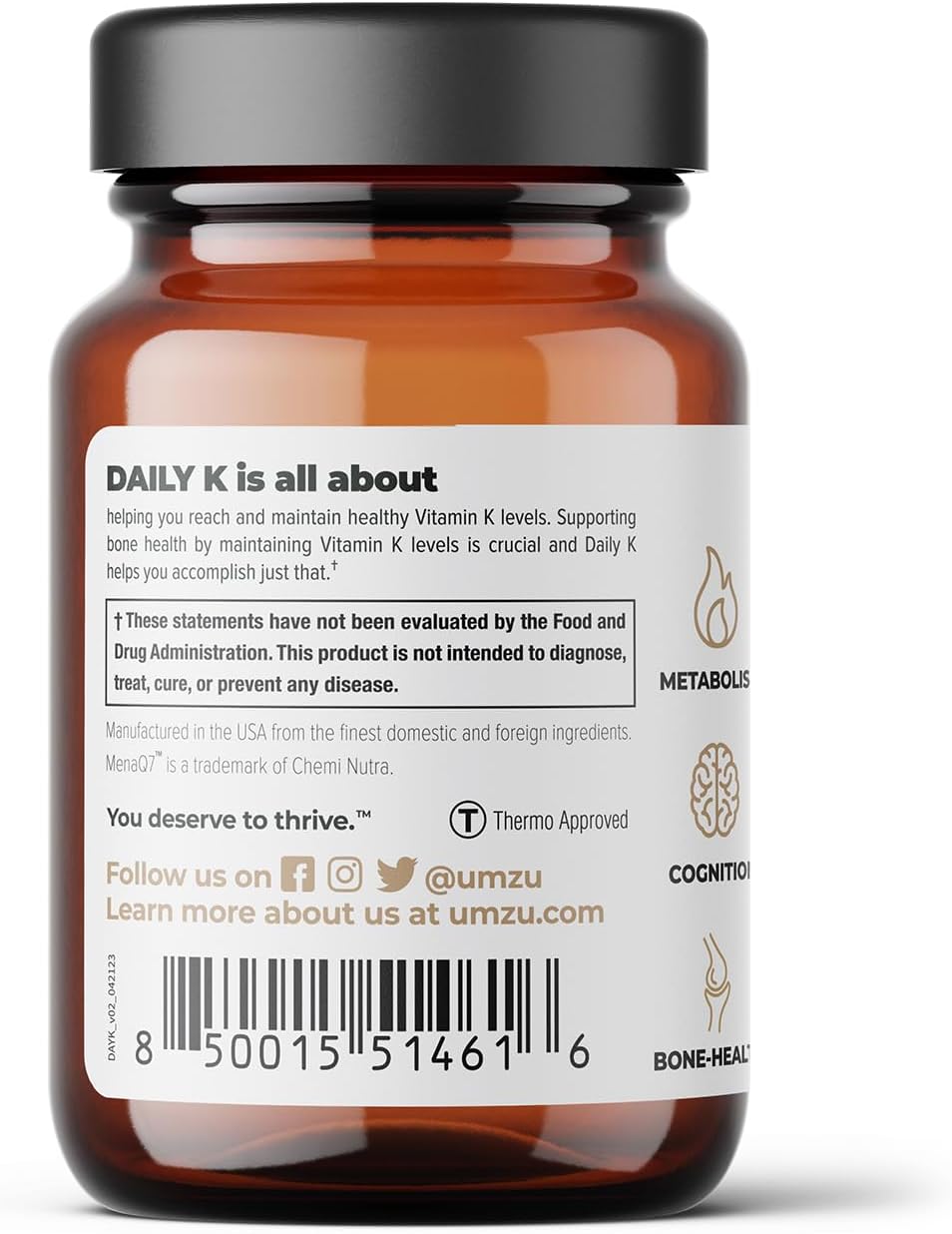 UMZU Daily K - Vitamin K Complex to Support Bone, Cardiovas