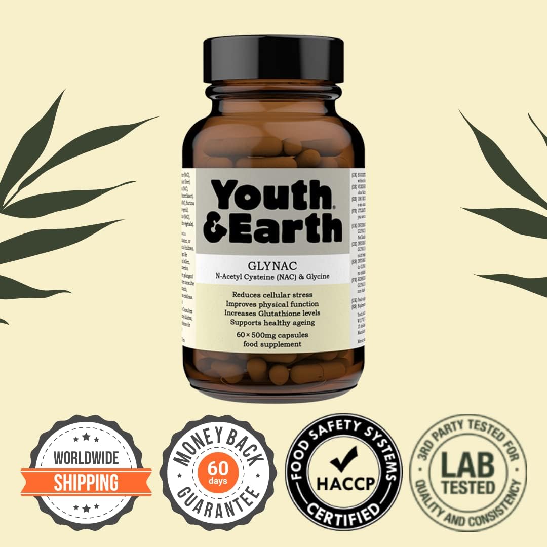 Youth & Earth Glynac (NAC and Glycine) 500mg (60 Capsules)