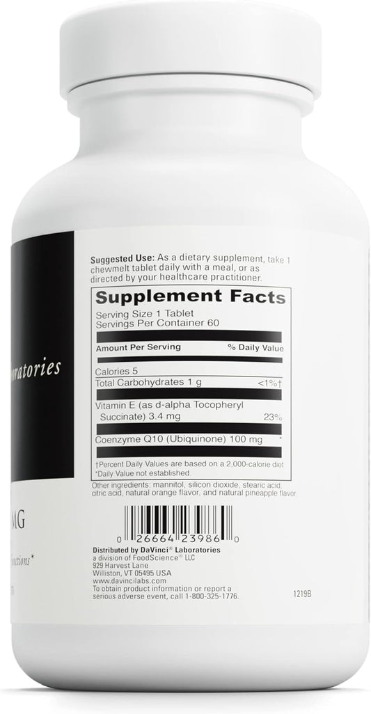 Davinci Labs Coenzyme Q10 Chewmelt 100Mg - Supports Liver, Brain, Hear