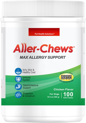 Aller-Chews Max Allergy Support Soft Chew Bites - Maintains Skin And Coat - Supports Immune System - Turmeric And Wild A