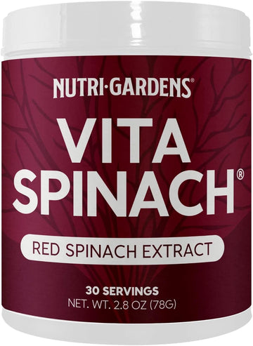 Nutrigardens Vita Spinach Powder - Red Spinach Extract - 2600Mg/Serving - Nitric Oxide Booster - Pre-Workout Superfoods