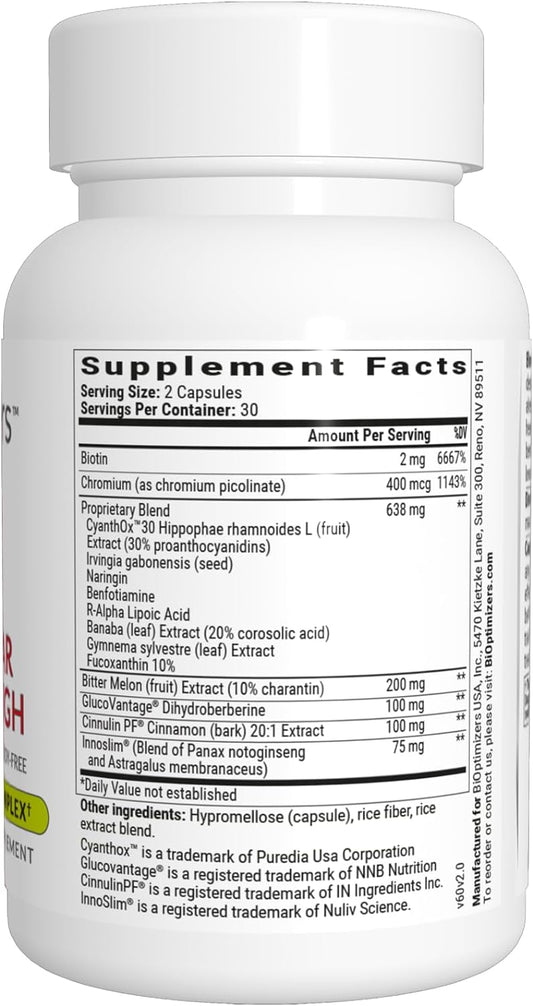 Bioptimizers  Blood Sugar Breakthrough Supplement 2.0  Vegetarian