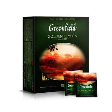 Greenfield Golden Ceylon Lassic Collection Black Tea Finely Selected Speciality Tea 100 Double Chamber Teabags With Tags In Foil Sachets