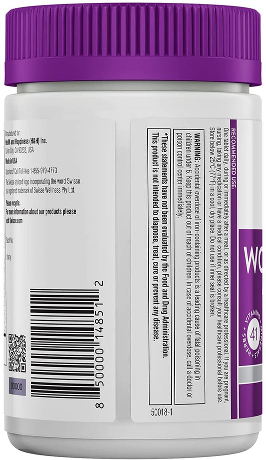 Swisse Women'S Multivitamin 50 Plus - Women Multivitamin 50 Plus, Multi Vitamins Supplements For Women 50 And Over, Womens Over 50 Multivitamin For Women, Multivitamin For Women 50 And Over