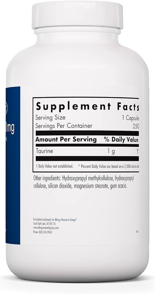 Allergy Research Group - Taurine 1000 Mg - Energy, Cardiovascular Supp