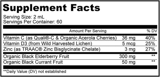 Codeage Black Elderberry Syrup, Vitamin C, Vitamin D, Zinc, Black Curr