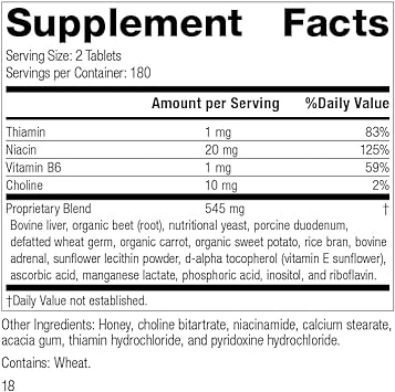 Standard Process Cataplex B - Whole Food Formula With Niacin, Vitamin