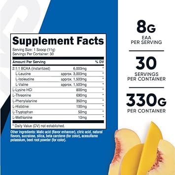 Nutricost Eaa Powder 30 Servings (Peach Mango) - Essential Amino Acids - Non-Gmo, Gluten Free, Vegetarian Friendly