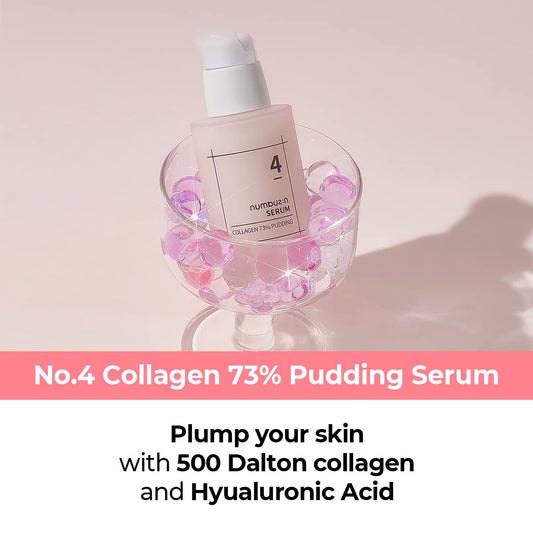 Numbuzin No.4 Collagen 73% Pudding Serum | Wrinkle Care, Aging Dull Skin, Brightening, Elastin, Hyaluronic Acid, Niacinamide | Korean Skin Care For Face, 1.69