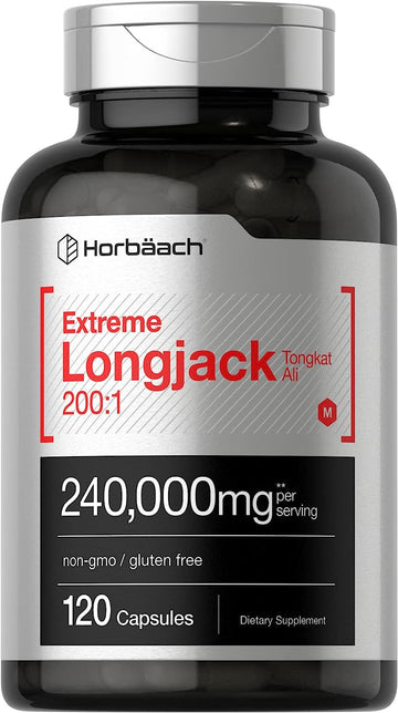 Longjack Tongkat Ali | 240,000 Mg (200:1 Potent Extract) | 120 Capsules | Extreme Male Performance Supplement | Super Co
