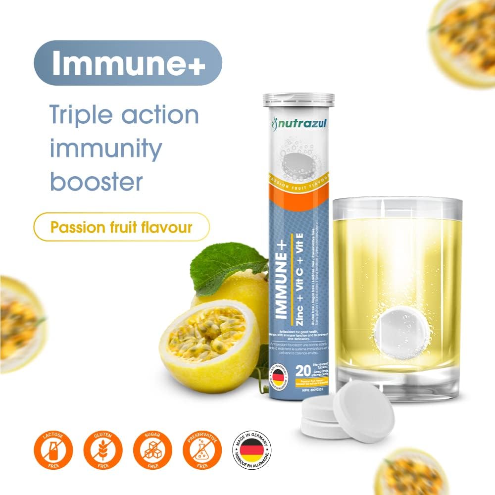 nutrazul Immune+ Effervescent Tablets- Passion Fruit (Pack of 3 X 20)
