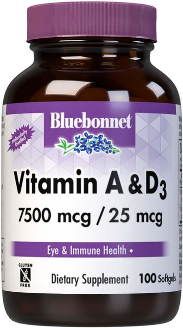 Bluebonnet Nutrition Vitamin A & D3 25,000 Iu/1,000 Iu From Deep Sea,