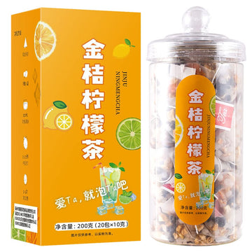 Dried Kumquat Lemon Tea, Dried Apple Black Tea Rock Candy Combined Of Fruit Iced Tea, Hot Or Cold Drink,  10Gx20Bags,