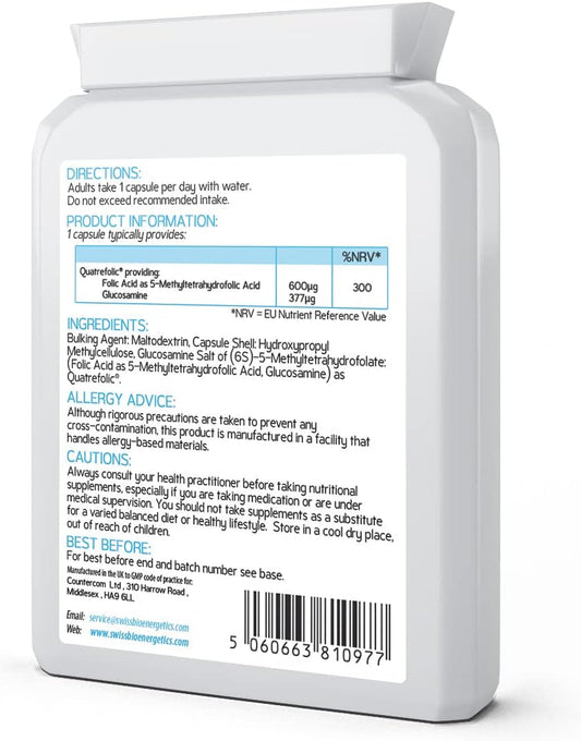 Methyl Folate 600Æg - 90 Capsules As Quatrefolic 5-Mthf Supplement 6S-54 Grams