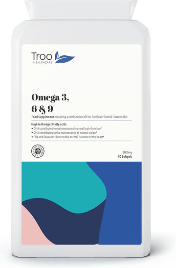 Omega 3 6 9 Fish Oil 1000mg 90 Softgel Capsules - Essential Fatty Acid120 Grams