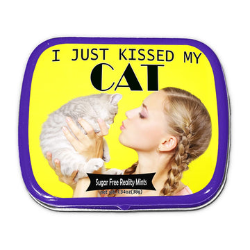 I Just Kissed My Cat Mints – Funny Gift For Cat Lovers – Crazy Cat Lady Gifts – Funny Mint Tins - Stocking Stuffers For