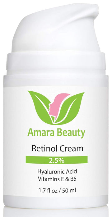 Retinol Cream for Face 2.5% with Hyaluronic Acid & Vitamins E & B5, 1.7 .