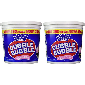 Dubble Bubble Tub, Original Flavor, 380-Count, 60.3 Oz(3.7 Lb) (Pack Of 2)