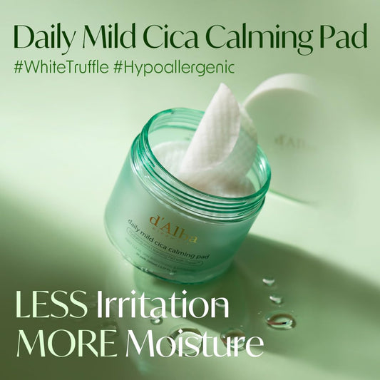 D'Alba Daily Mild Cica Calming Pad, Calming And Soothing Pads, Gentle Exfoliation