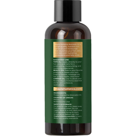 Avocado Oil for Hair Skin and Nails - Avocado Carrier Oil for Essential Oils Mixing Body Moisturizer for Face and Anti Aging Skin Care plus Hair Care Treatment for Voluminous Hair and Hydrated Skin