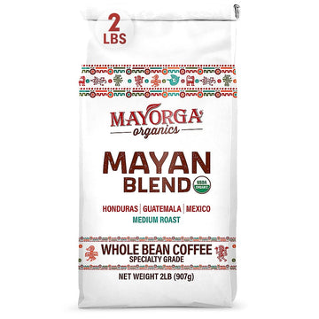Mayorga Medium Roast Whole Bean Coffee Bag - Mayan Blend Coffee Roast - Smooth & Flavorful Organic Coffee - Specialty Grade 100% Arabica Coffee Beans - Non-Gmo, Direct Trade