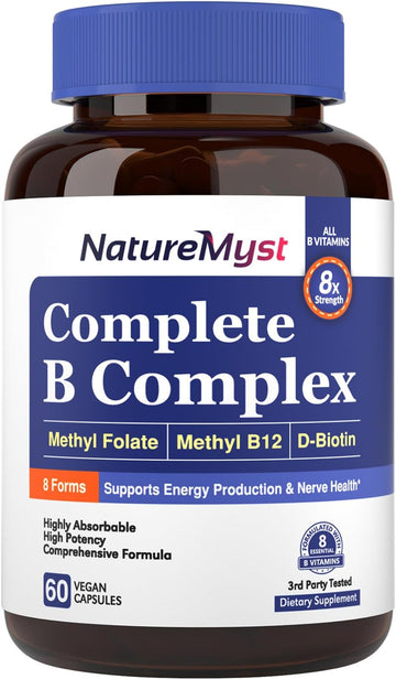 Naturemyst Complete B Complex, All 8 B Vitamins, With Methyl B12, Methyl Folate, Biotin, P-5-P, Niacin, Highly Absorbabl