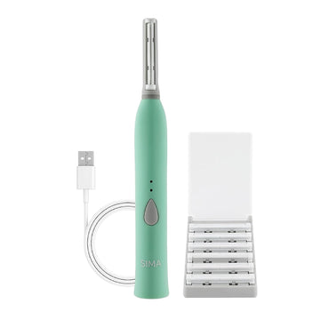 SPA SCIENCES - SIMA Dermaplaning Tool - Patented Painless 2 in 1 Facial Exfoliation & Peach Fuzz-Hair Removal System w/ 7 Weeks Treatment Included - Anti-Aging β 3 Speeds - Rechargeable