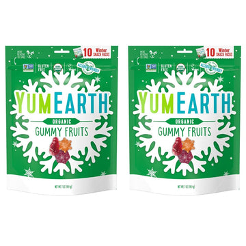 Yumearth Holiday Organic Gummy Fruits, 10-7.0 Ounce Winter Snack Packs, Allergy Friendly, Gluten Free, Non-Gmo, Vegan, N