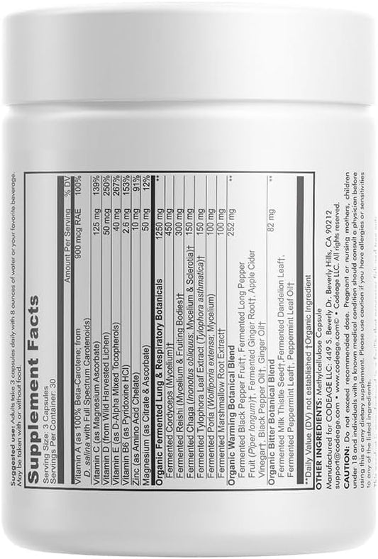 Codeage Lungs Vitamins, A, C, D, E, B6, Milk Thistle Lung Supplement,