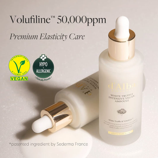 D'Alba Italian White Trufe Intensive Vegan Ampoule, Elasticity Care Ampoule, 50,000Ppm Volufiline Ampoule, Ultimate Skin-Firming Vegan Treatment, Anti-Aging Ampoule