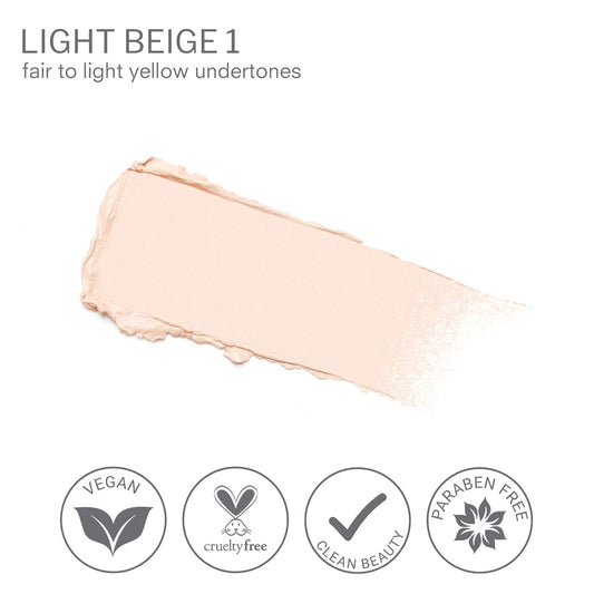 Camera Stick Foundation by True + Luscious - Full Coverage Cream Foundation - Non-Comedogenic & Hydrating Formula - Vegan, Paraben Free, & Cruelty Free - 0.49  (Shade 1: Light Beige)