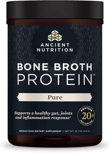 Ancient Nutrition Bone Broth Protein Powder, Pure Flavor, 20 Servings