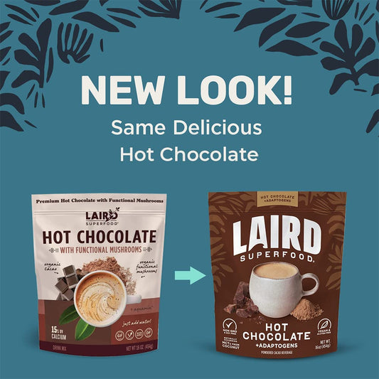 Laird Superfood Functional Mushrooms Hot Chocolate, Organic Cacao Powder Blended With Nourishing Mushrooms, Bag, Pack Of 1