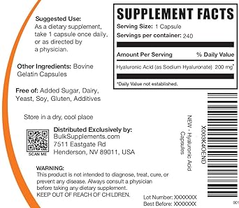 Bulksupplements.Com Hyaluronic Acid Capsules - Hyaluronic Acid Supplem