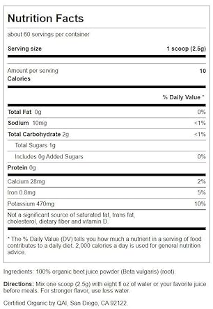 Swanson Certified Organic Beet Juice Powder 5.3 Ounce (150 G) Pwdr