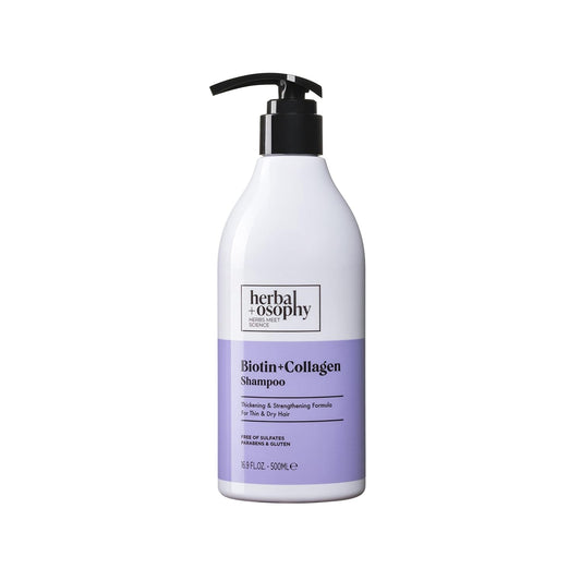 Herbalosophy Biotin & Collagen Shampoo & Conditioner Set, Repair Dry, Damaged Thinning Hair, Promote Hair Growth Thickening, Infused with Vitamin B7 & Argan Oil, Free of Sulfate, Parabens and Gluten, 2 x 16.9