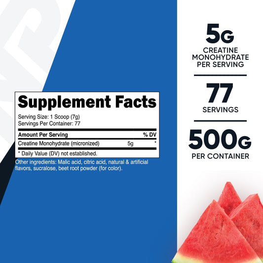 Nutricost Creatine Monohydrate Powder (Watermelon, 500 Gram) - Micronized Creatine Supplement - Vegan, Non-Gmo, Gluten Free