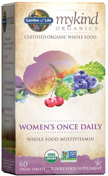 Garden Of Life Multivitamin For Women - Mykind Organics Women'S Once Daily Multi - 60 Tablets, Whole Food Multi With Iron, Biotin, Vegan Organic Vitamin For Women'S Health, Energy Hair Skin And Nails
