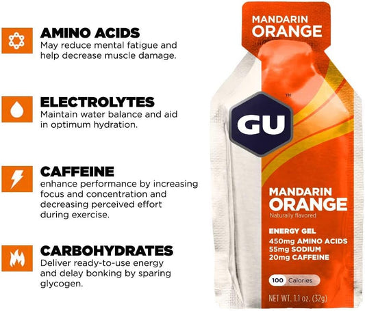 Gu Energy Original Sports Nutrition Energy Gel, 24-Count, Mandarin Ora1.1 Pounds