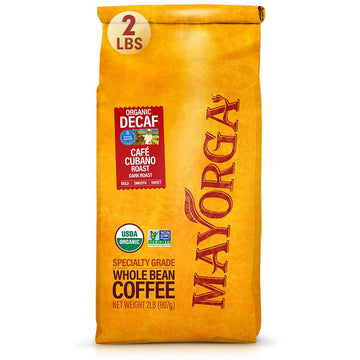 Mayorga Decaf Dark Roast Coffee, Bag - Swiss Water Decaffeinated Café Cubano Coffee Roast - 100% Arabica Whole Coffee Beans - Smoothest Organic Coffee - Specialty Grade, Non-Gmo, Direct Trade