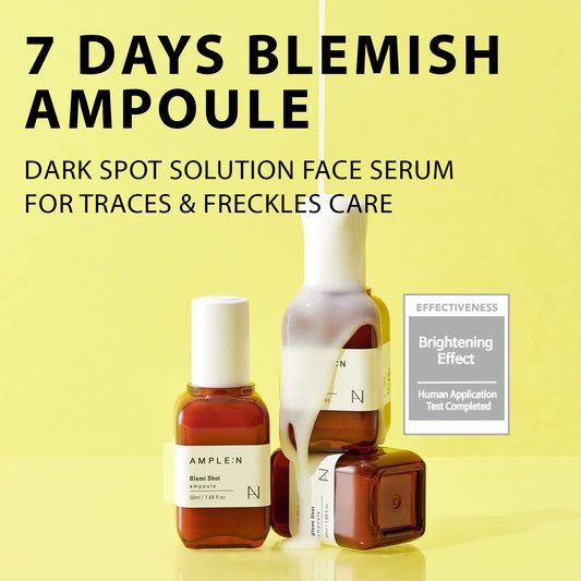 Ample:N Blemi Shot Ampoule – 7 Days Dark Spot Corrector Remover Serum For Face – F Or A Brighter & Appearance – Diminishes Dark Spots & Visibly Firms – Niacinamide & Vitamin C, 1.69 .